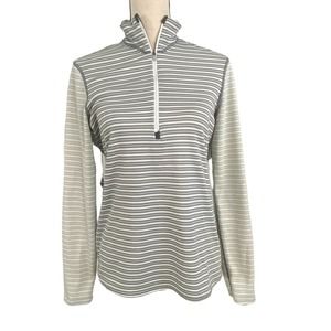 PATAGONIA Capeline Midweight Baselayer, Zip Neck, Gray and White Stripes, SZ M